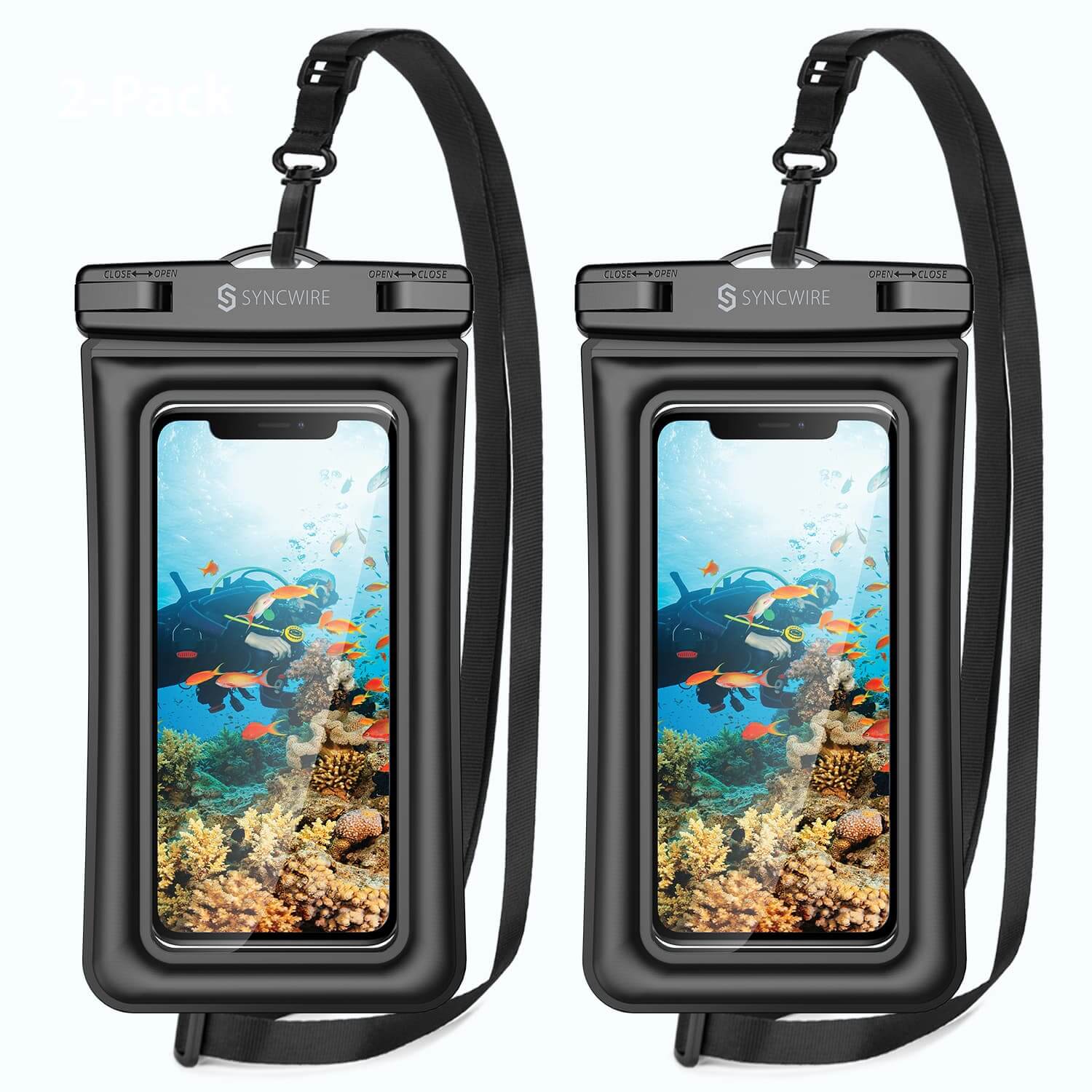 Link Waterproof Ipx8 Case Phone Holder Pouch Up To 10.5 Underwater Dry Bag  - 2 Pack Black/blue : Target