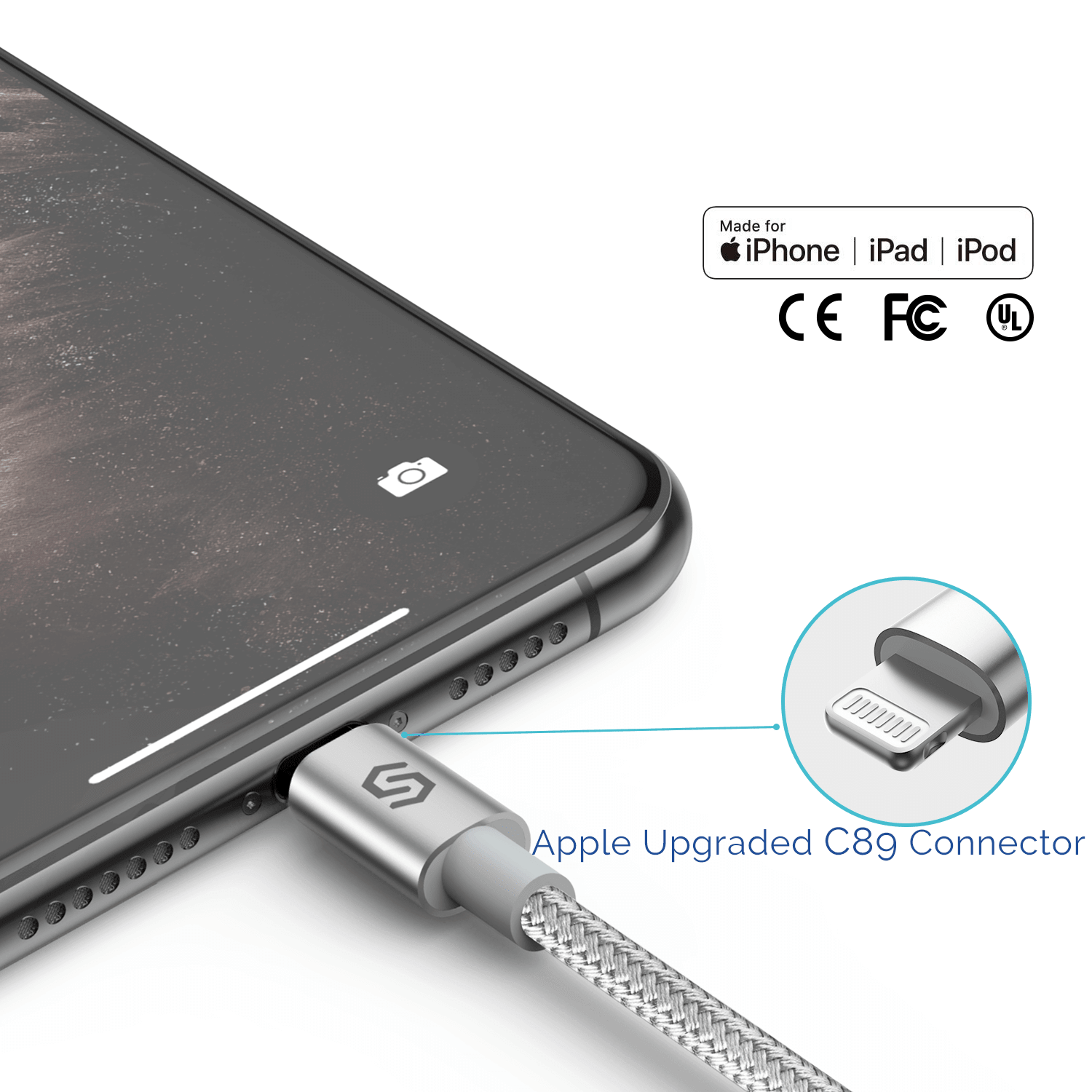 SYNCWIRE Cargador Coche iPhone - 4.8A/24W Cargador Móvil Coche con Cable  Lightning [Certificado MFi Apple]